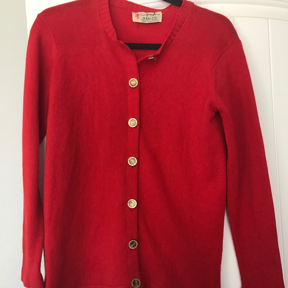 Vintage Pringle wool button up cardigan with gold buttons